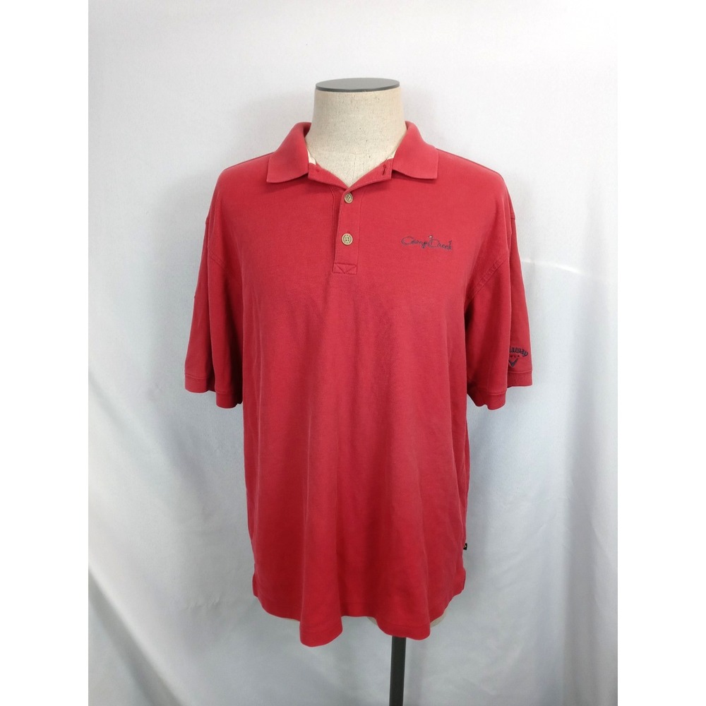 Callaway Golf Polo Shirt Mens L‎ Red Moisture Wicking Camp Creek Logo Sport